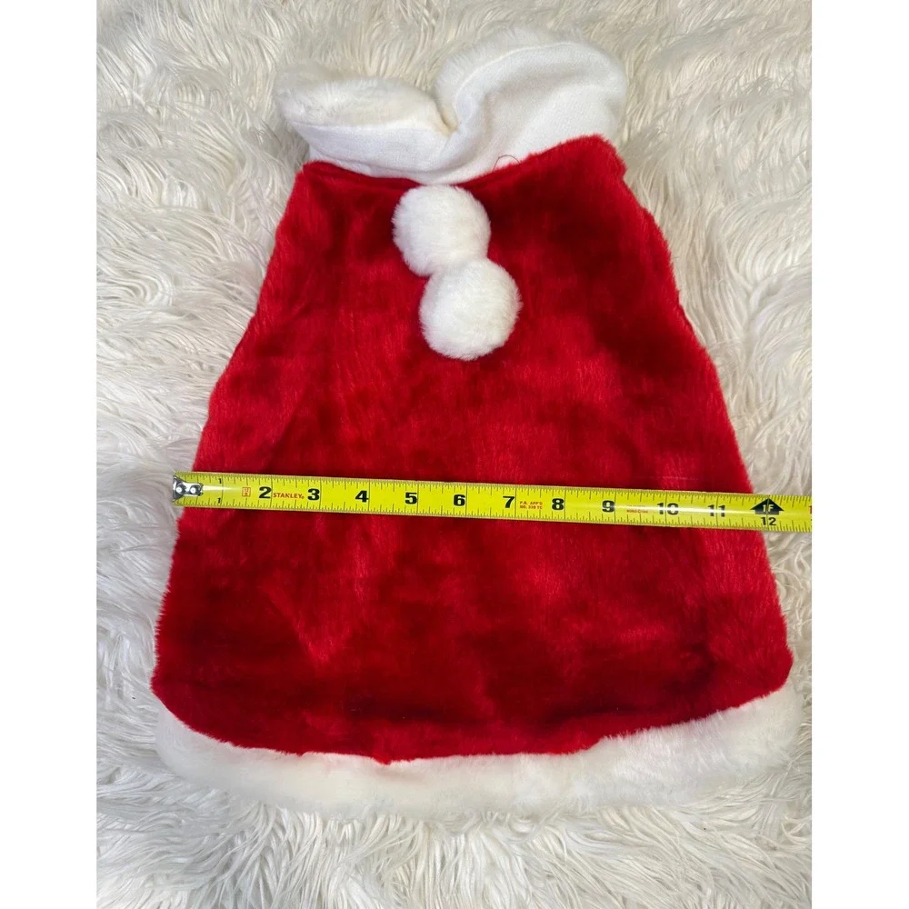 Red Faux Fur Santa Claus Holiday Pet Costume Christmas Vest Small Medium